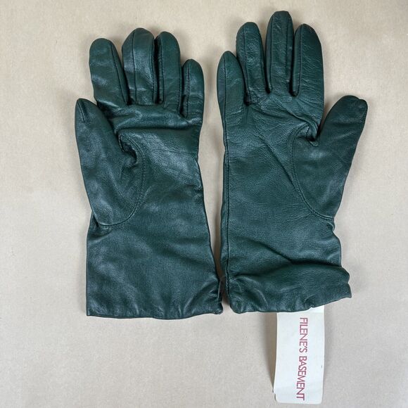 VTG NWT ISOTONER Gloves Women Size L Soft Leather Green Lined Warm Made In India - Picture 1 of 6